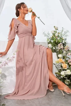 Robe demoiselle d'honneur col en V