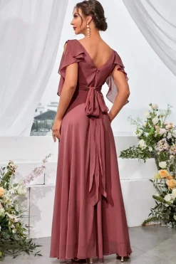 Robe demoiselle d'honneur col en V