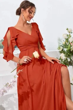 Robe demoiselle d'honneur col en V