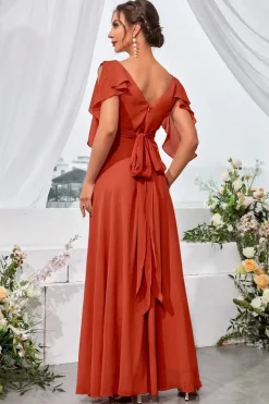 Robe demoiselle d'honneur col en V