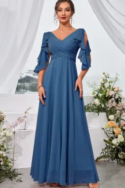 Robe demoiselle d'honneur col en V