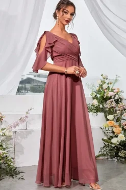 Robe demoiselle d'honneur col en V