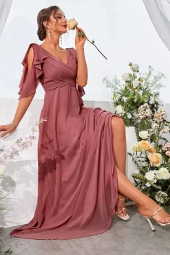 Robe demoiselle d'honneur col en V