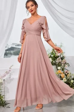 Robe demoiselle d'honneur col en V