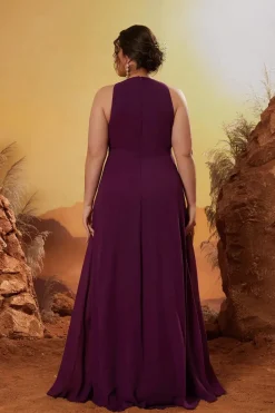Robe demoiselle d'honneur grande taille violette fluide
