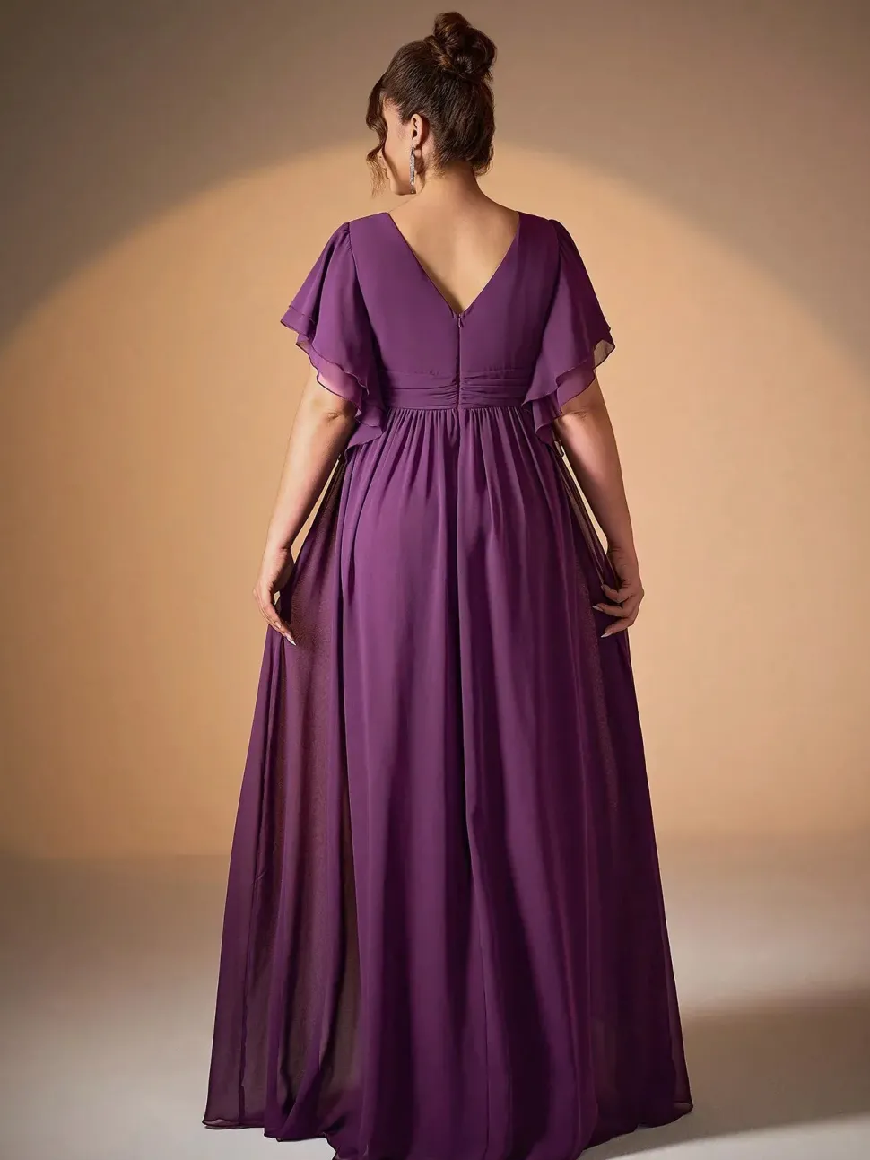 Robe demoiselle d'honneur grande taille fendue violette