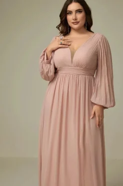 Robe demoiselle d'honneur grande taille manches longues