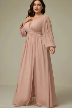 Robe demoiselle d'honneur grande taille manches longues