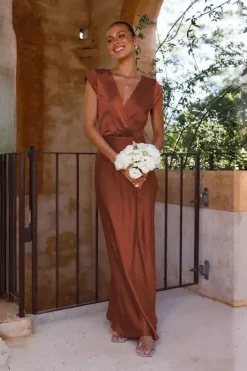 Robe demoiselle d'honneur longue terracotta