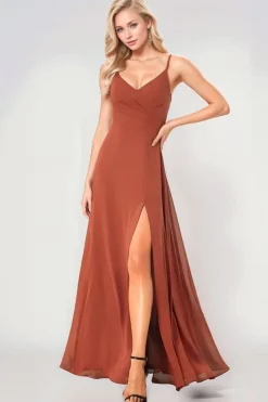 Robe demoiselle d'honneur longue terracotta