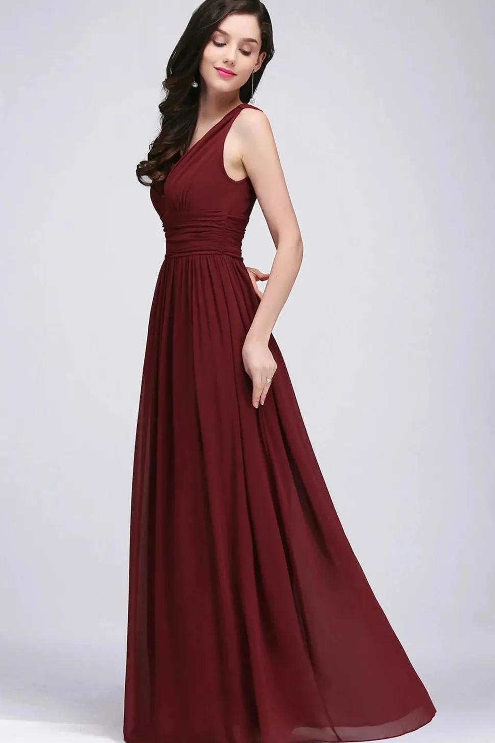 Robe demoiselle d'honneur longue sans manches