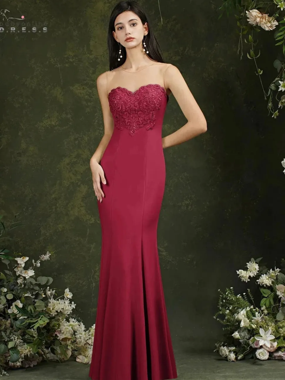 Robe demoiselle d'honneur longue coupe sirène