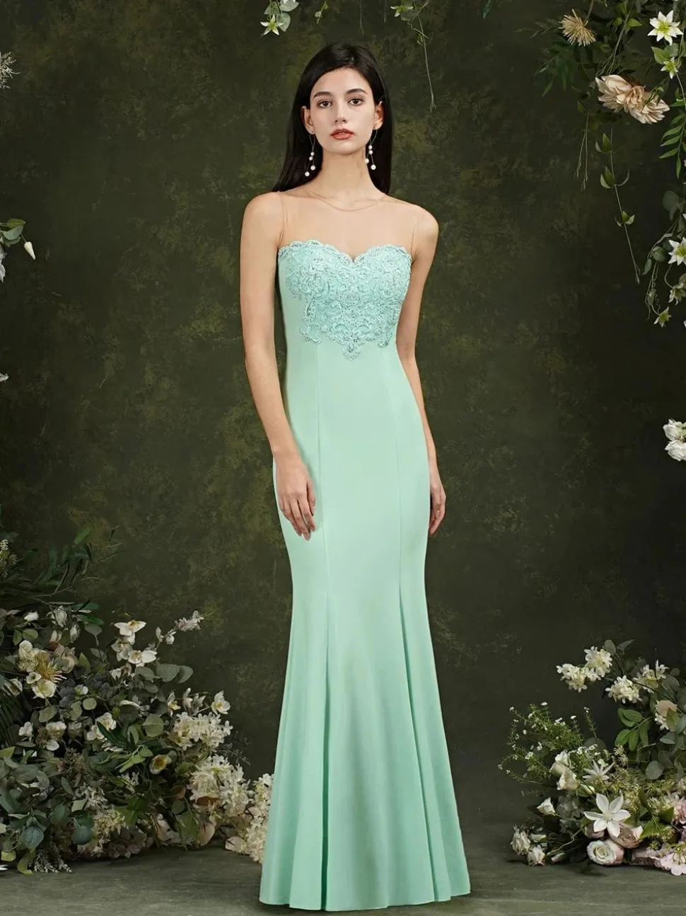 Robe demoiselle d'honneur longue coupe sirène