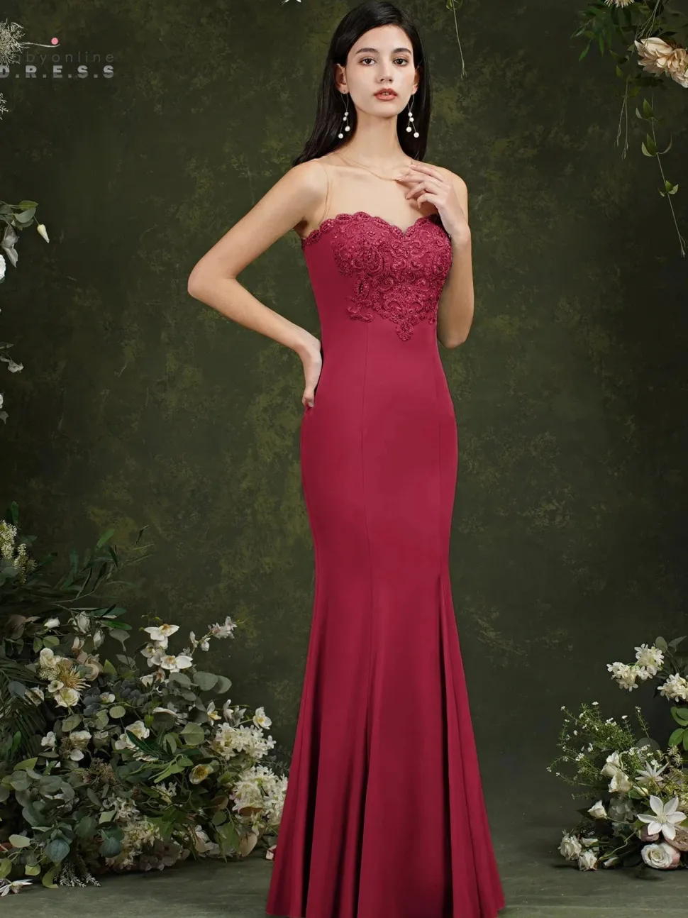 Robe demoiselle d'honneur longue coupe sirène
