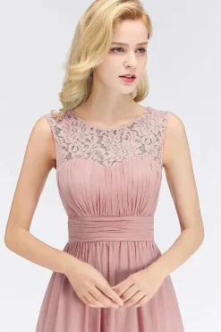 Robe demoiselle d'honneur rose poudré longue