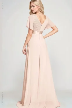 Robe demoiselle d'honneur rose poudre longue