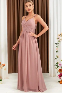 Robe demoiselle d'honneur rose poudré dos nu