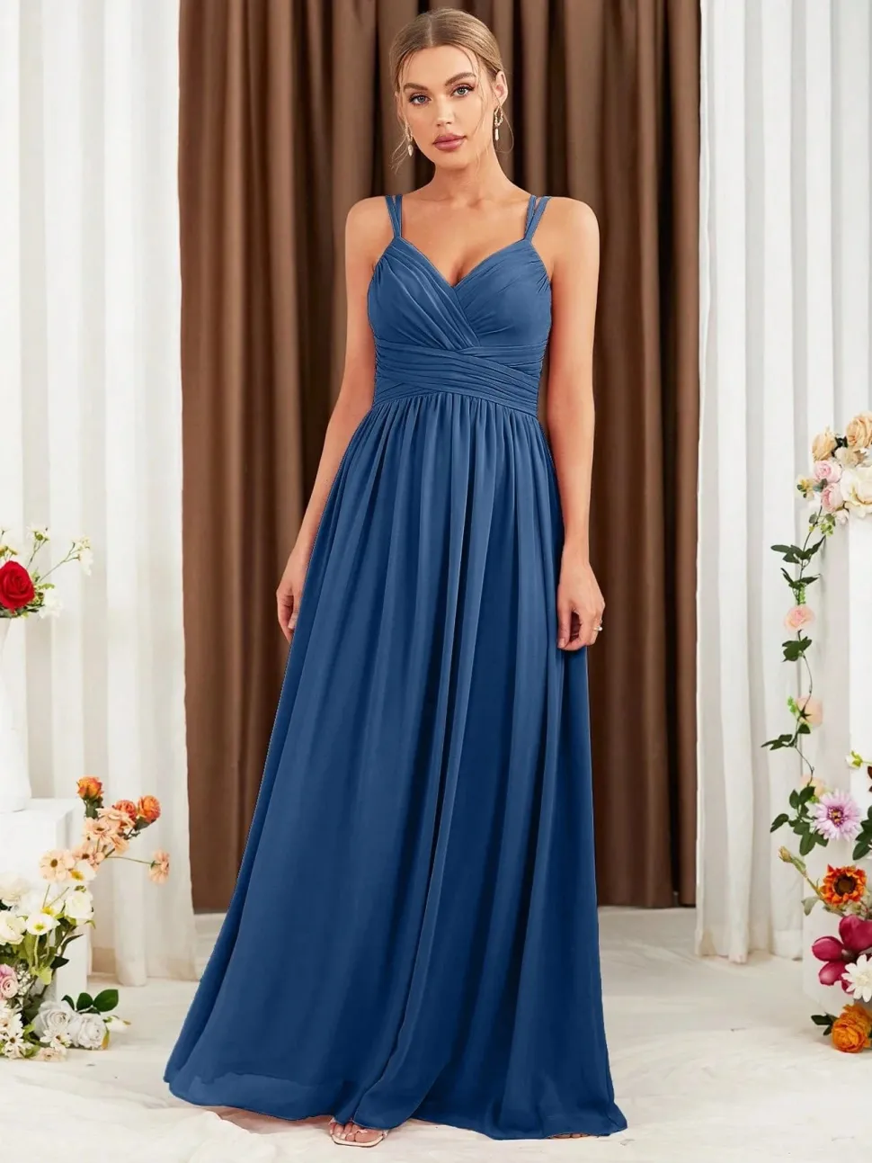 Robe demoiselle d'honneur rose poudré dos nu