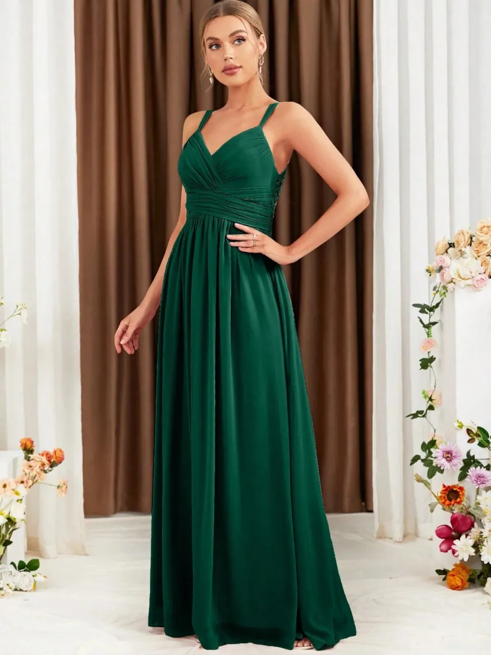 Robe demoiselle d'honneur rose poudré dos nu