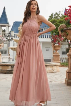 Robe demoiselle d'honneur rose poudré