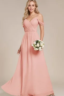 Robe demoiselle d'honneur rose longue dos nu