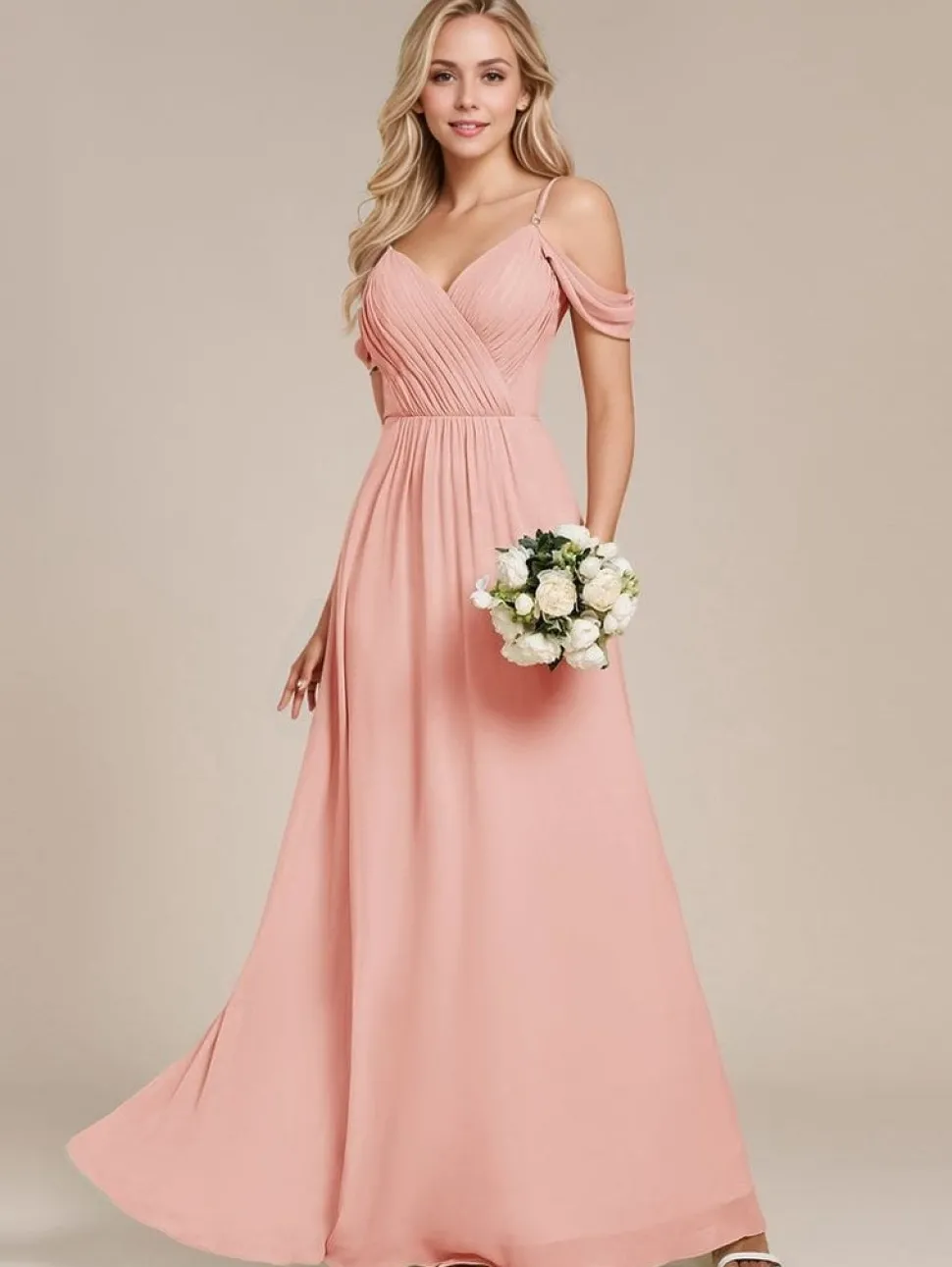 Robe demoiselle d'honneur rose longue dos nu