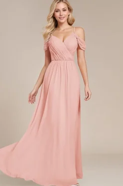 Robe demoiselle d'honneur rose longue dos nu