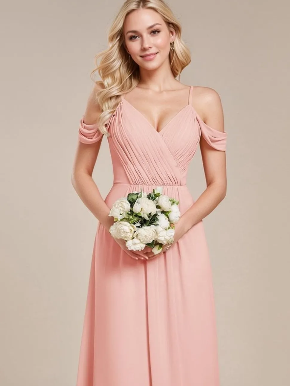 Robe demoiselle d'honneur rose longue dos nu