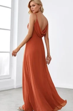 Robe demoiselle d'honneur terracotta longue dos ouvert