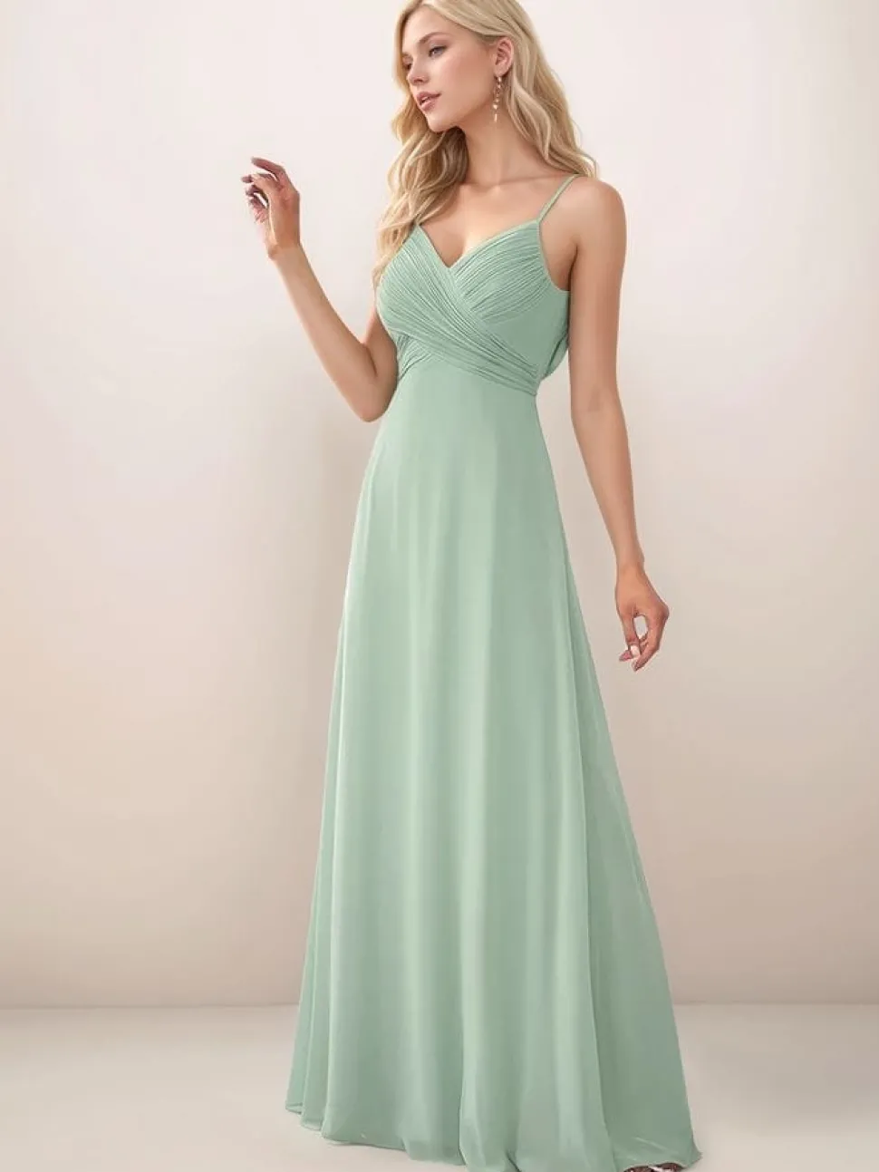 Robe demoiselle d'honneur vert sauge dos ouvert