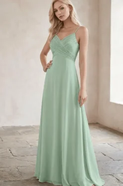 Robe demoiselle d'honneur vert sauge dos ouvert