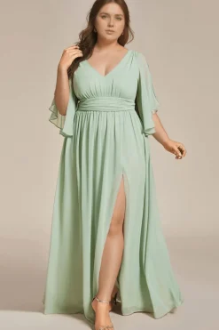 Robe demoiselle d'honneur vert sauge grande taille