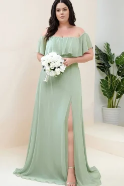 Robe demoiselle d'honneur verte sauge grande taille