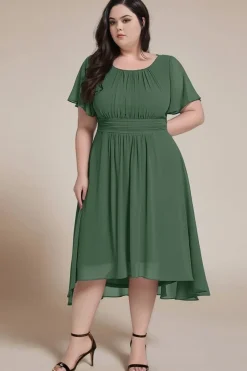 Robe demoiselle d'honneur verte asymétrique plus size