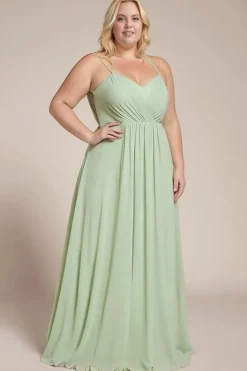 Robe demoiselle d'honneur vert sauge dos nu grande taille