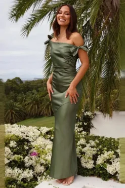 Robe demoiselle d'honneur vert olive