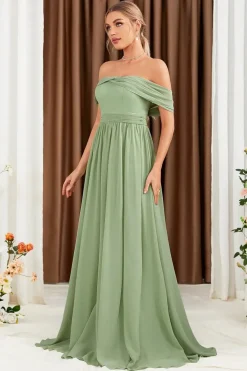 Robe demoiselle d'honneur verte sauge