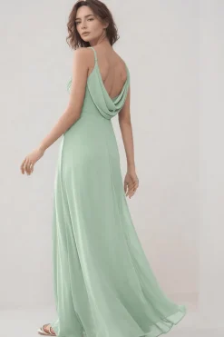 Robe demoiselle d'honneur vert sauge drapée