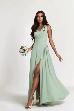 Robe demoiselle d'honneur verte menthe longue