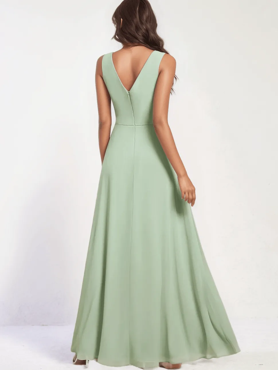Robe demoiselle d'honneur verte menthe longue
