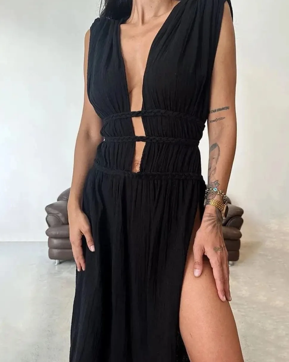 Robe de plage bohème fendue longue