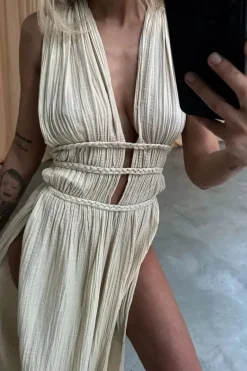 Robe de plage bohème fendue longue