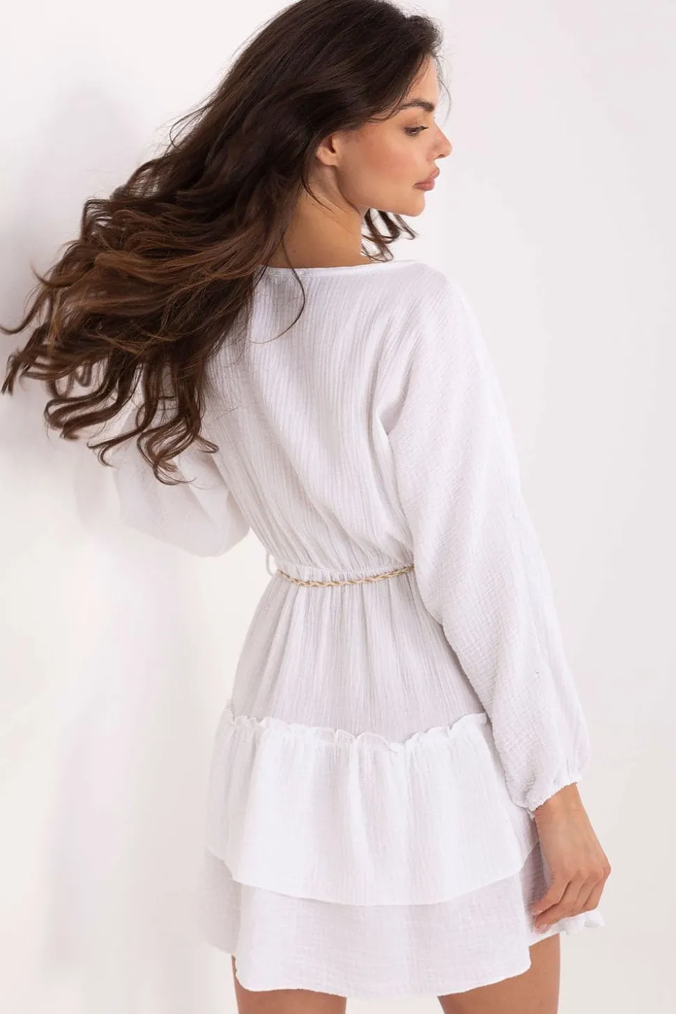 Robe de plage courte bohème manches longues