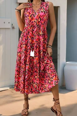 Robe de plage fleurie sans manches
