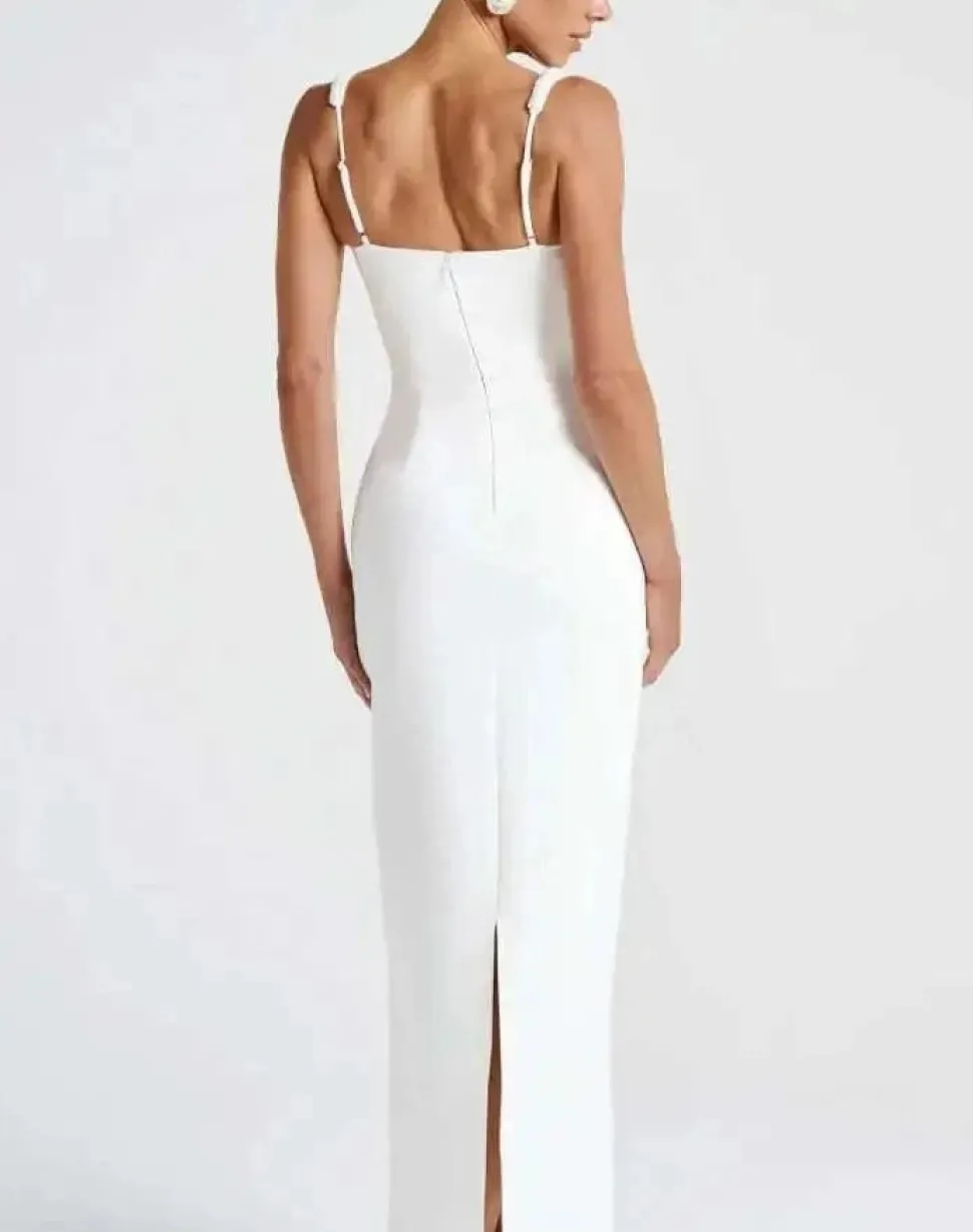 Robe de soirée blanche fourreau sans manches