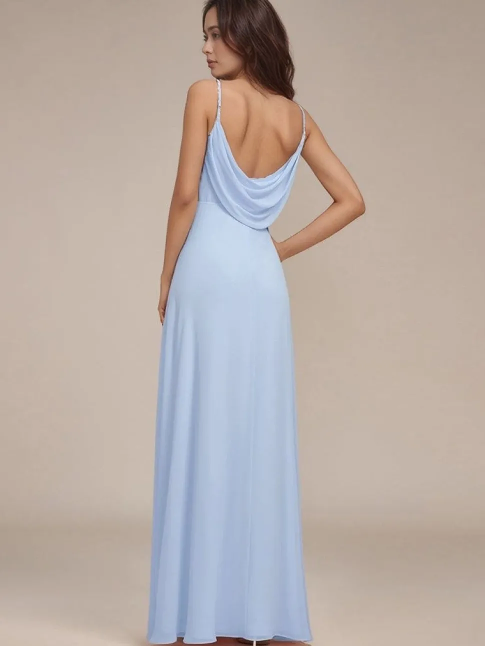 Robe de soirée bleu ciel longue dos nu