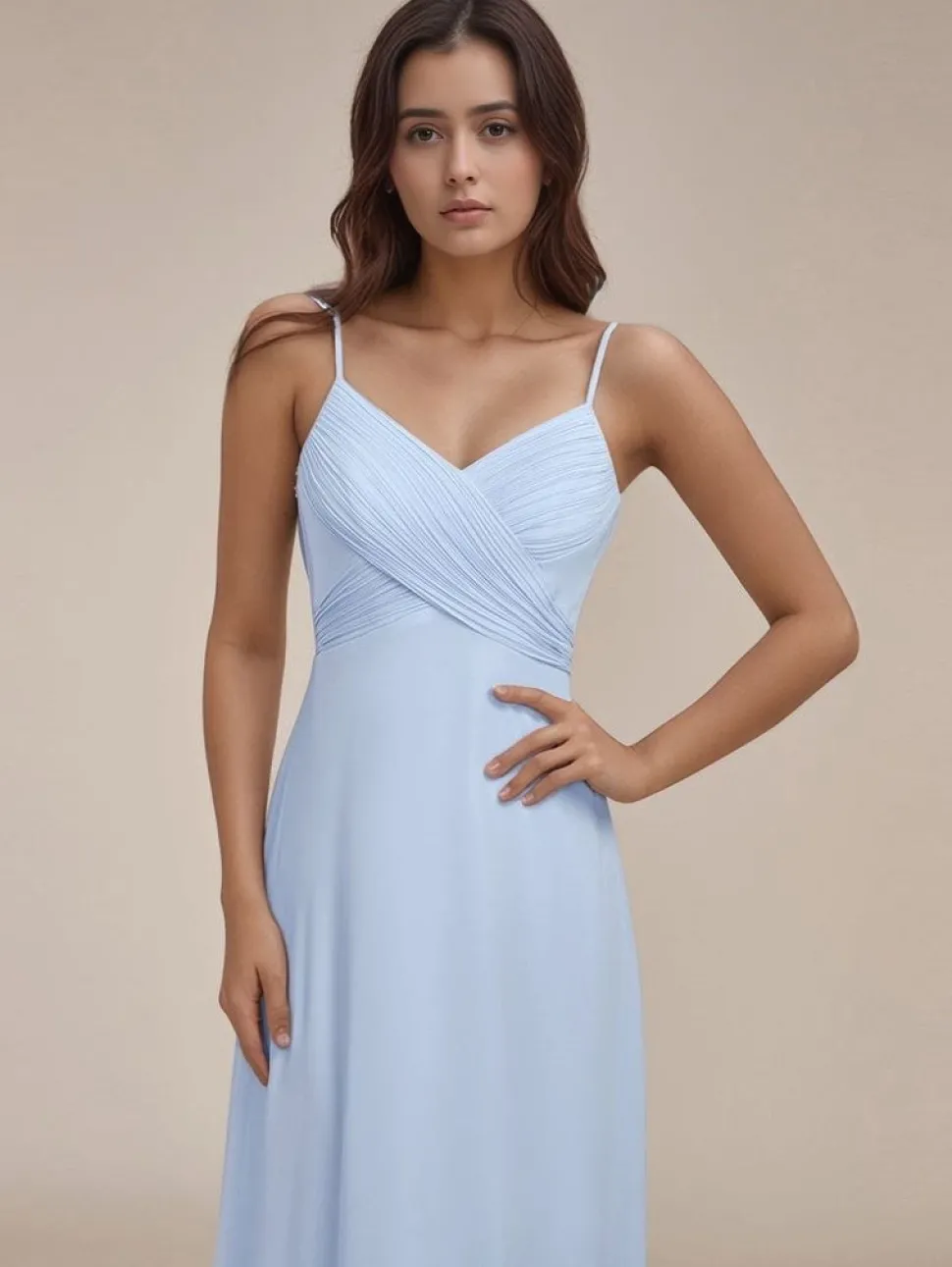 Robe de soirée bleu ciel longue dos nu