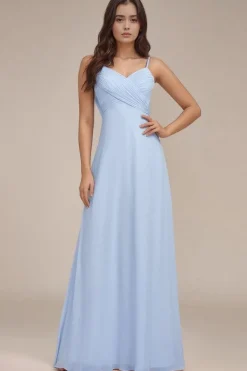 Robe de soirée bleu ciel longue dos nu