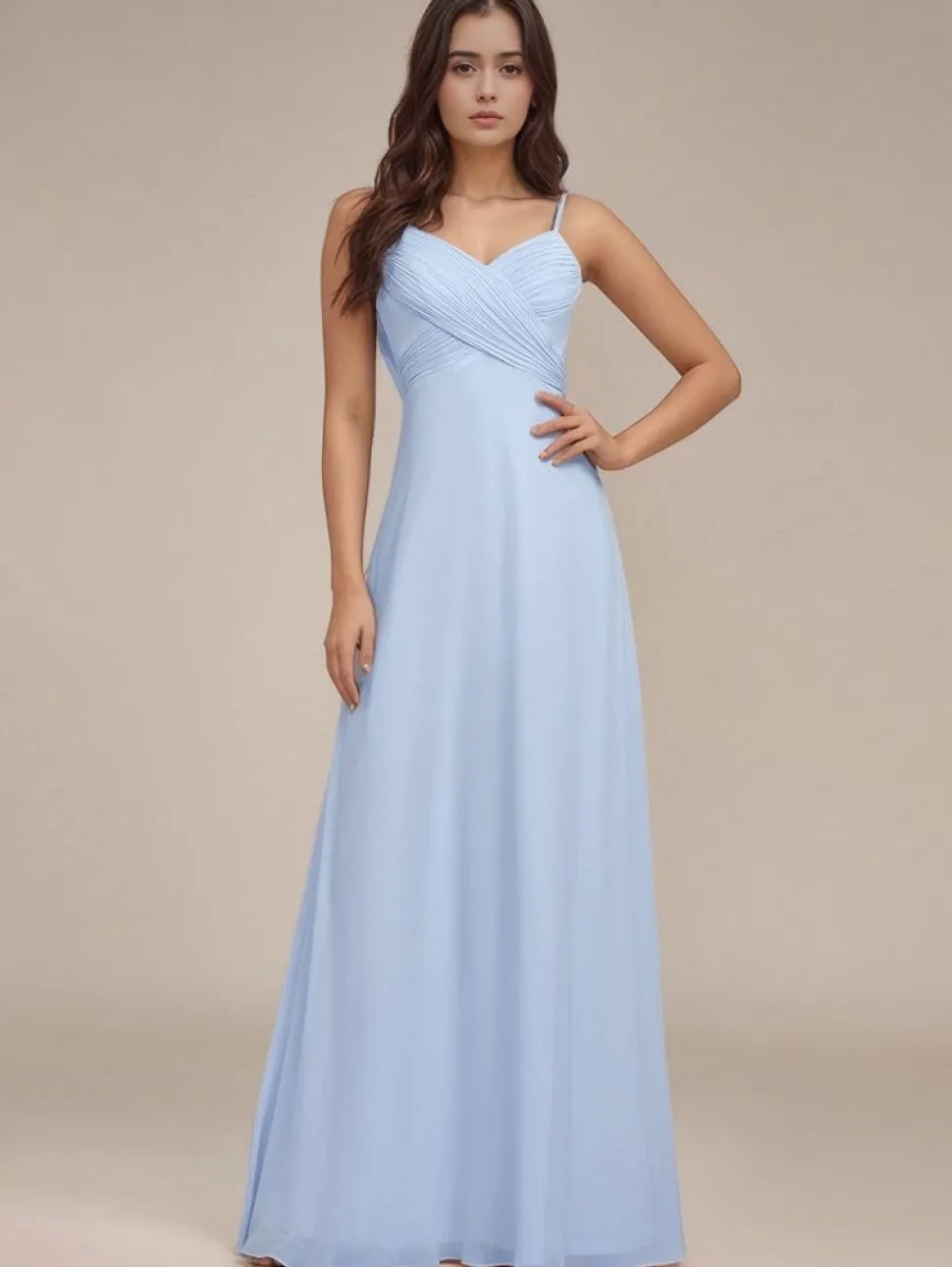 Robe de soirée bleu ciel longue dos nu