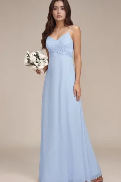 Robe de soirée bleu ciel longue dos nu